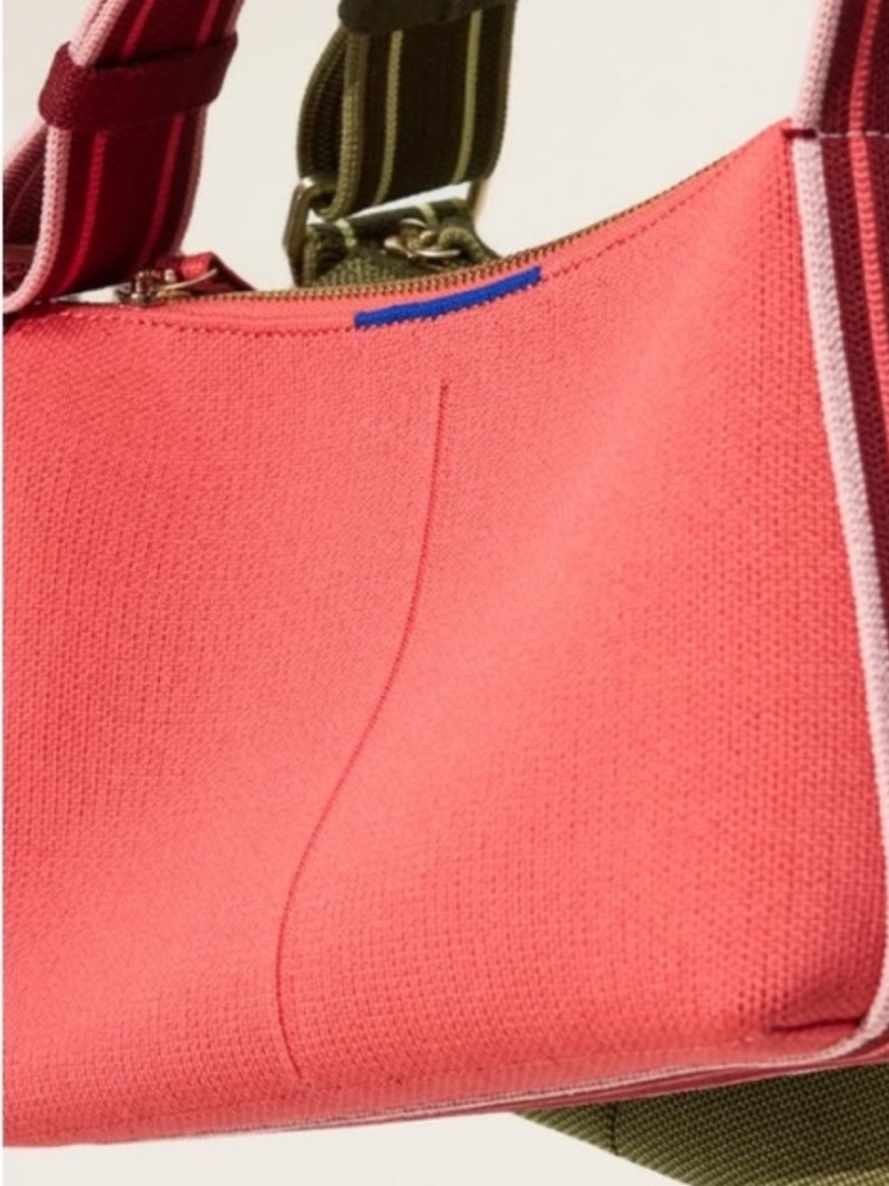 Rothy's Coral Canvas Shoulder Bag with Striped Strap Melon Medley Crosdbody
